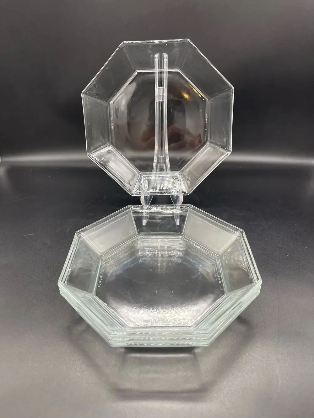 Arcoroc Octime Octagon Clear Glass Set of 4 Soup Bowls 7.5